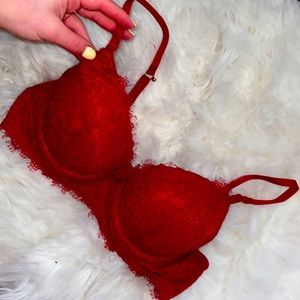 Red Lace Push Up Bra